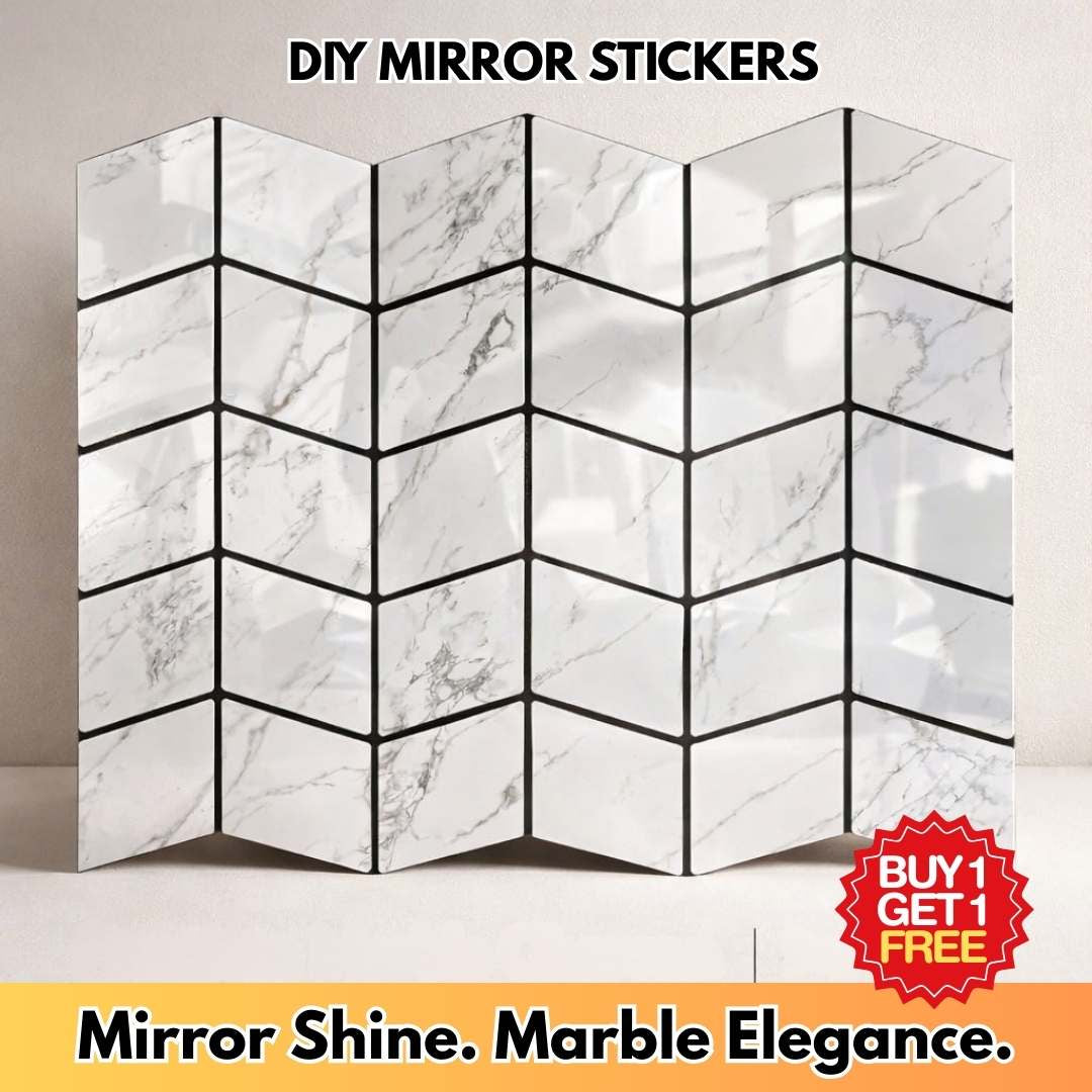 Premium Marble Chevron Mirror Peel & Stick Wall Tiles (Buy 1 Get 1 Free)
