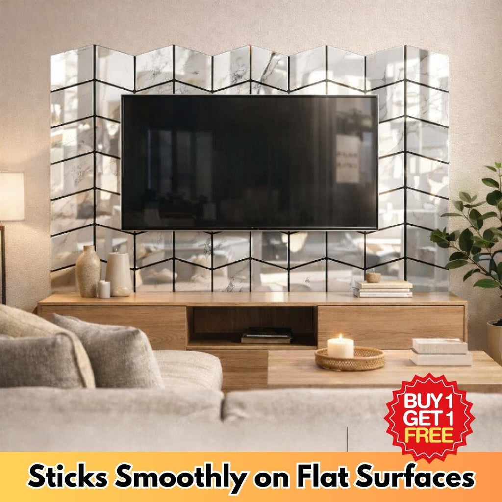 Premium Marble Chevron Mirror Peel & Stick Wall Tiles (Buy 1 Get 1 Free)