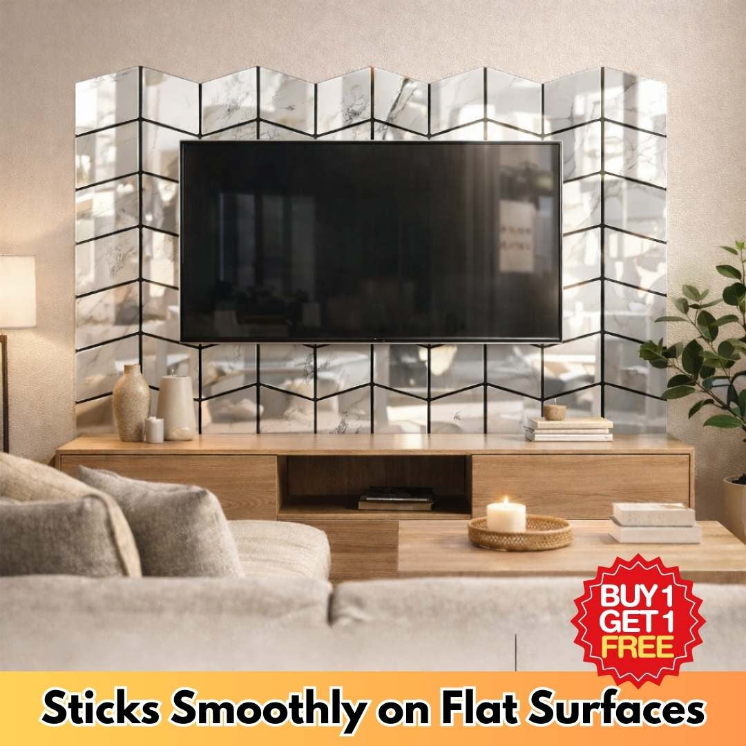 Premium Marble Chevron Mirror Peel & Stick Wall Tiles (Buy 1 Get 1 Free)