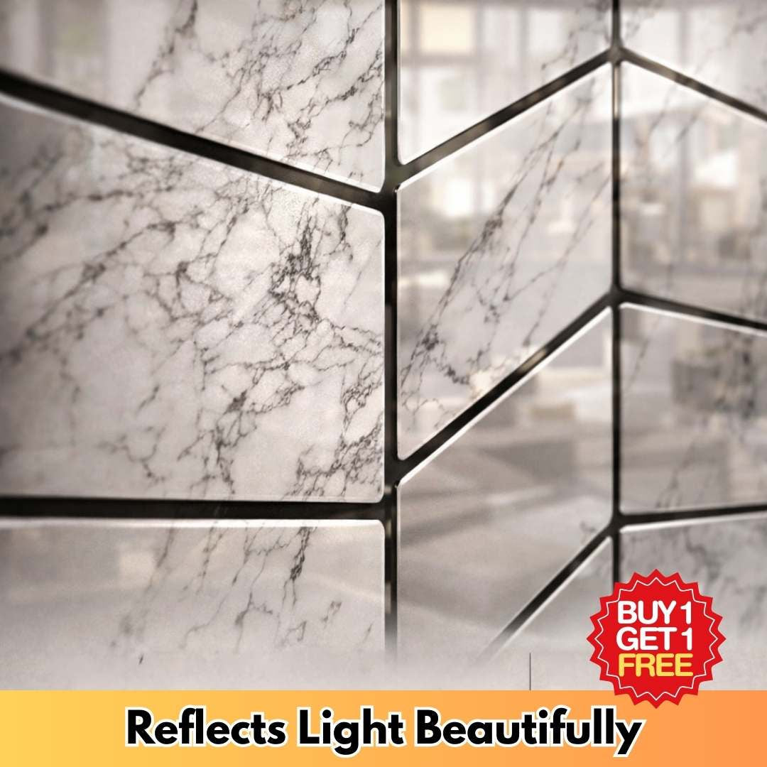 Premium Marble Chevron Mirror Peel & Stick Wall Tiles (Buy 1 Get 1 Free)